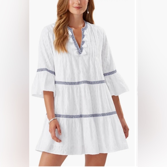 Tommy Bahama Other - Tommy Bahama Embroidered Tiered Cotton Dress